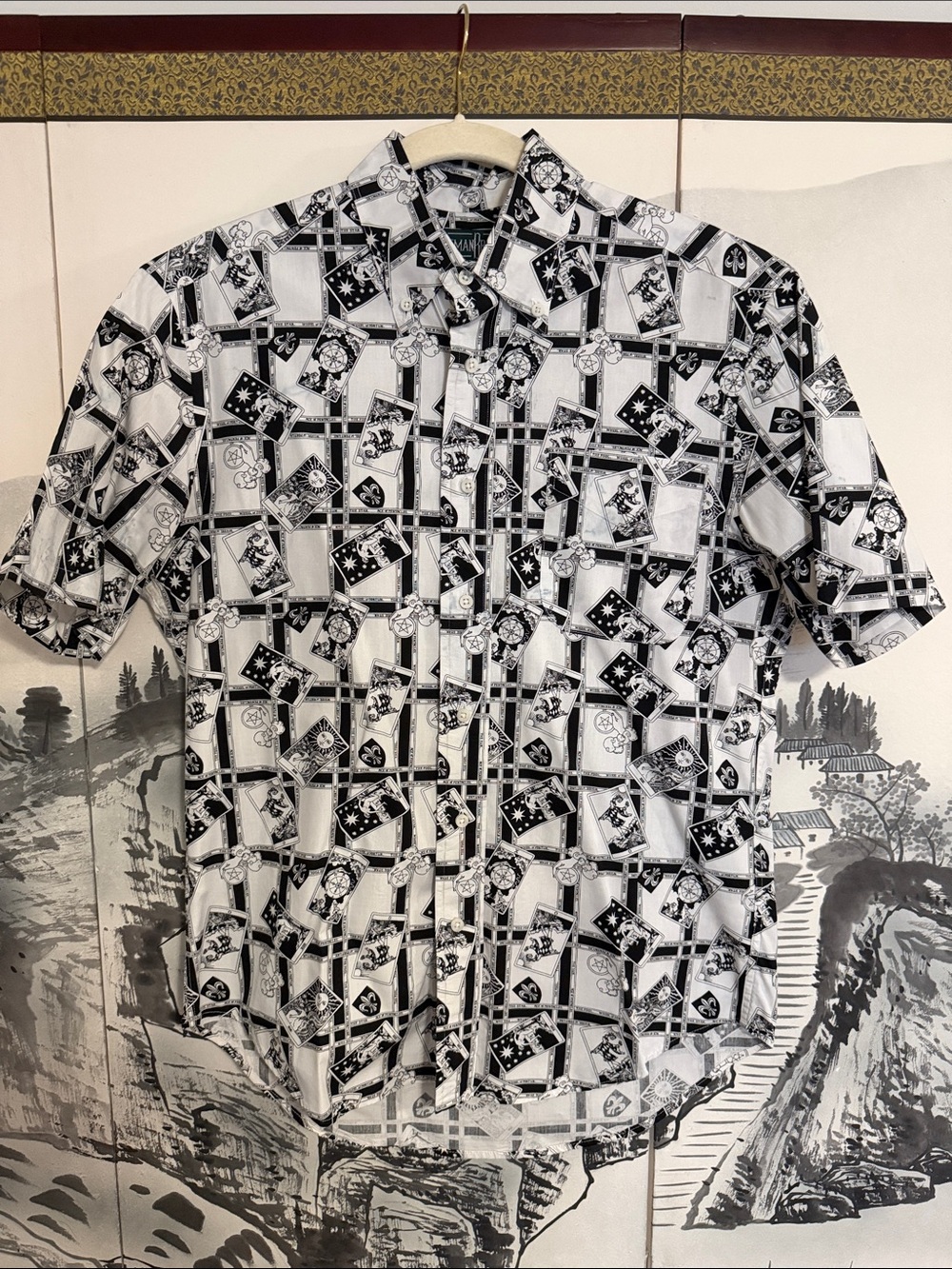 Gitman Vintage Tarot Black & White Print Button Down - S